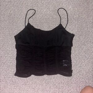 Princess Polly Black Mesh Corset Tank Top US Womens 2